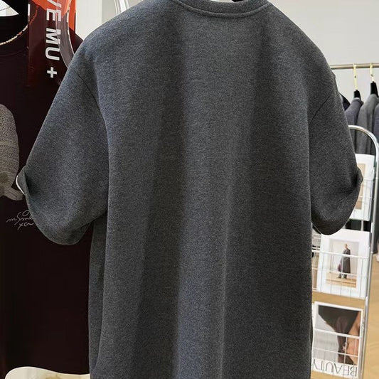 High-end Western Style Purple Brushed Thickened Short-sleeved T-shirt