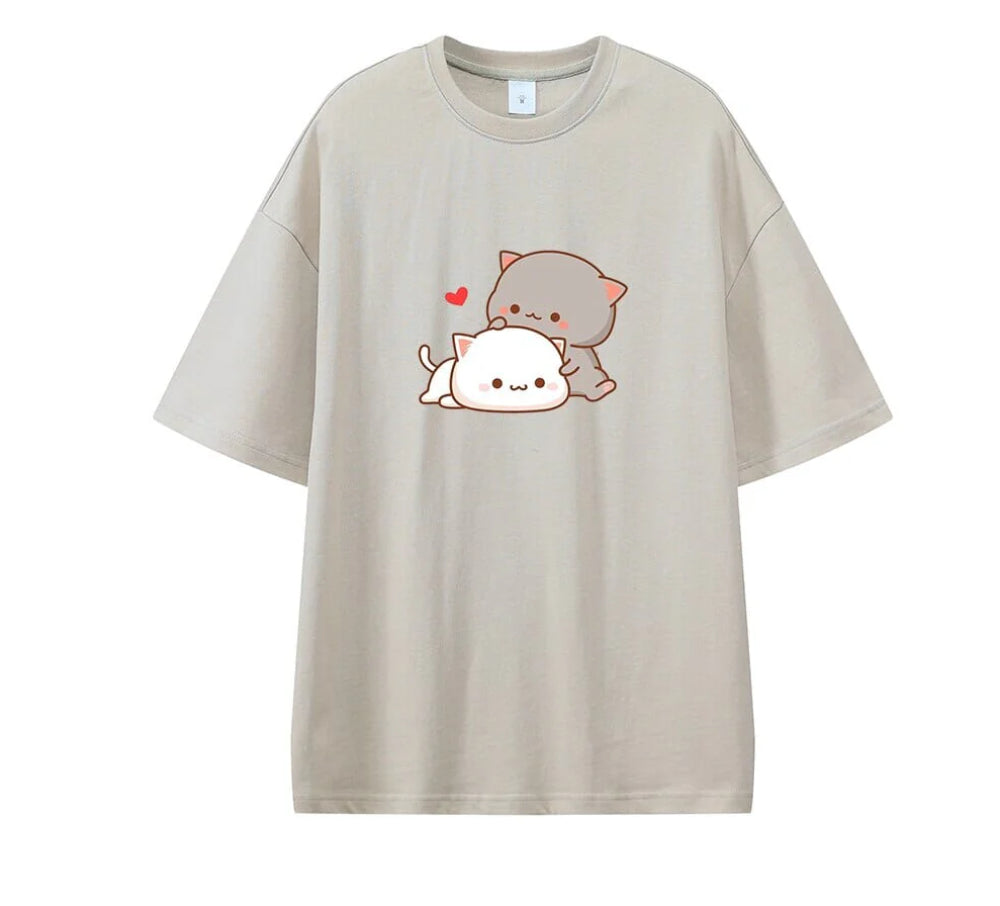 European And American Embrace Peach 3D Digital Printing Casual Round Neck Short Sleeves