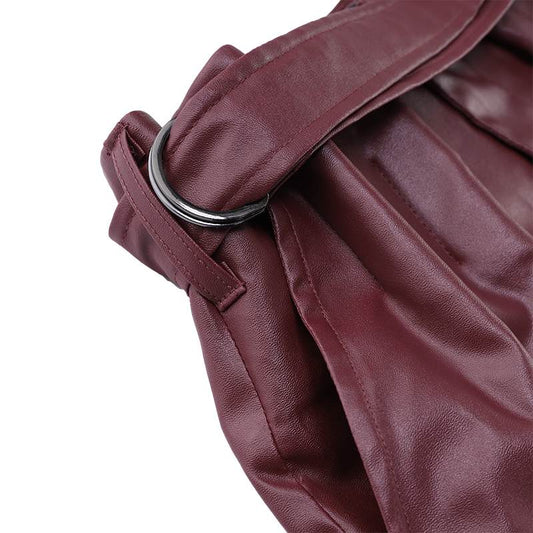 Stylish Faux Leather Pencil Pants Women's High Waist