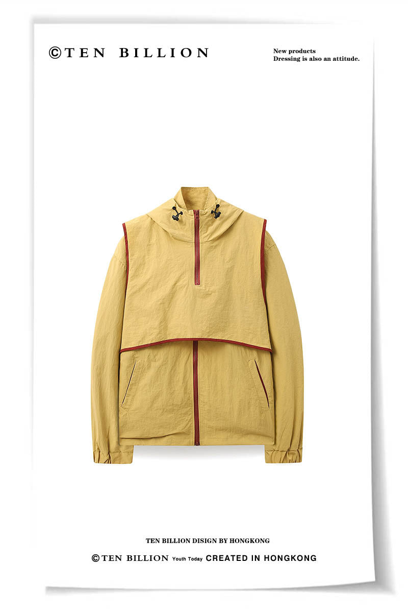 Hooded Fake Two Pieces Mountaineering Outdoor Set Men