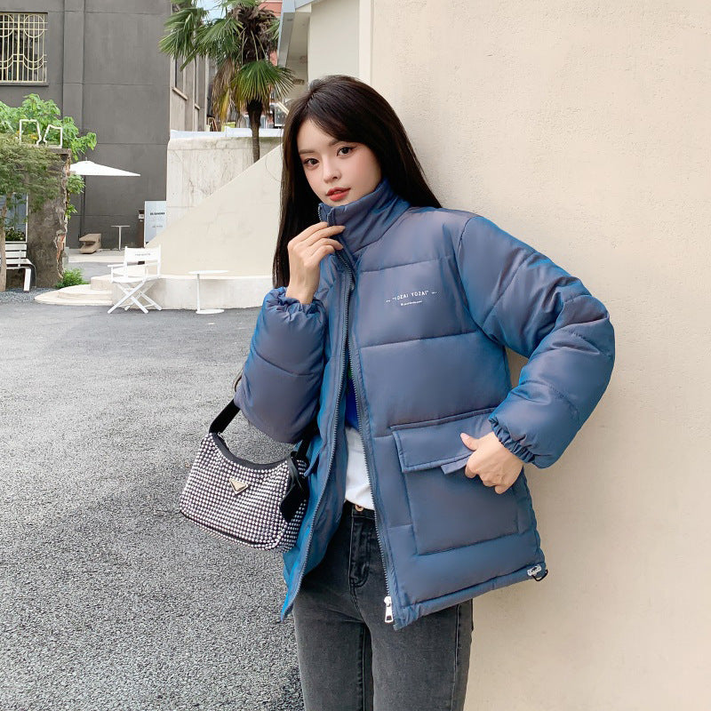 Color Flashing Cotton-padded Jacket Female Student Loose