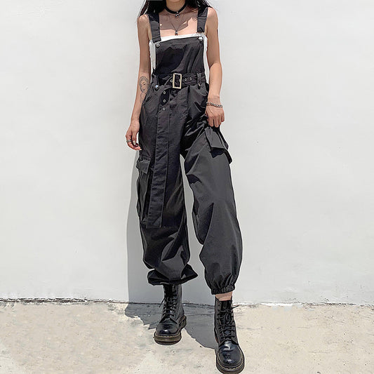 Fashion High Waist Loose Slim Overalls Hip Hop Street Casual Trousers