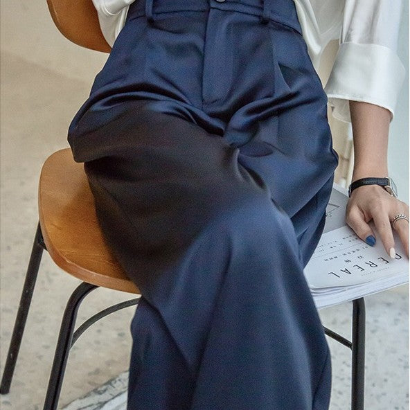 European And American Acetate Satin Straight Wide Leg Pants For Women