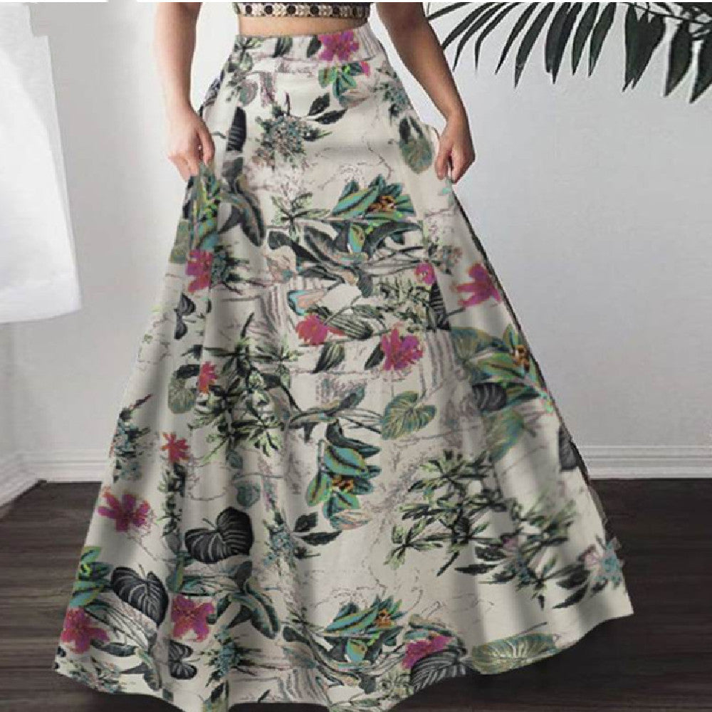 Casual Printed High Waisted Skirt