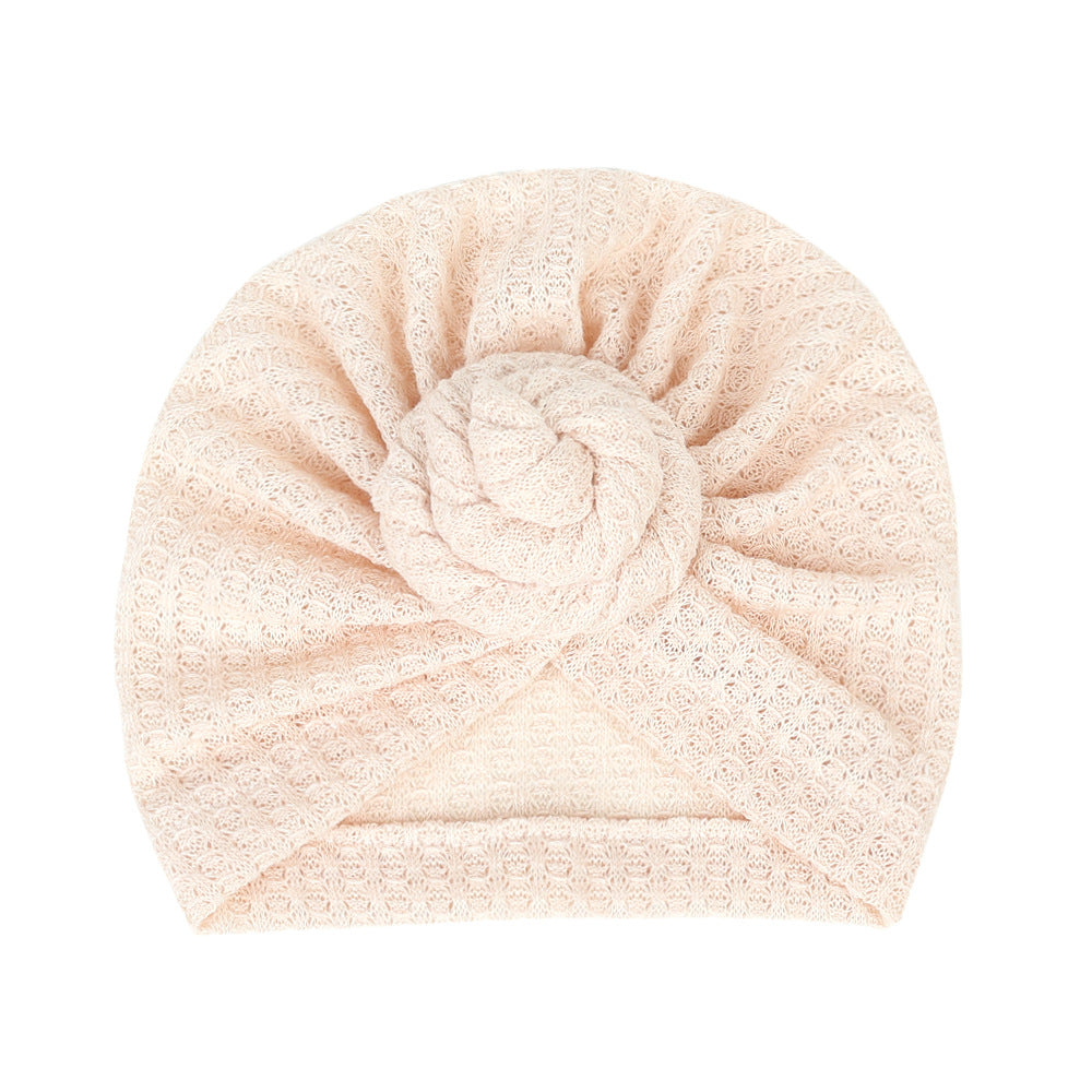 Children's Waffle Solid Color Baby Hat Elastic