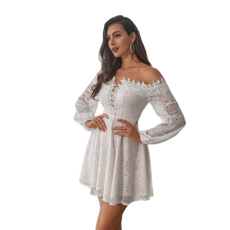 Hollow-out Off-shoulder Dress For Women