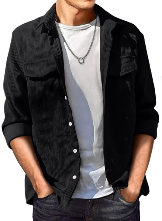 Solid Color Lapel Loose Long-sleeved Shirt