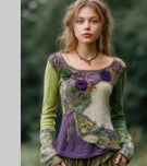 Vintage Bohemian Floral Patchwork Linen T-shirt