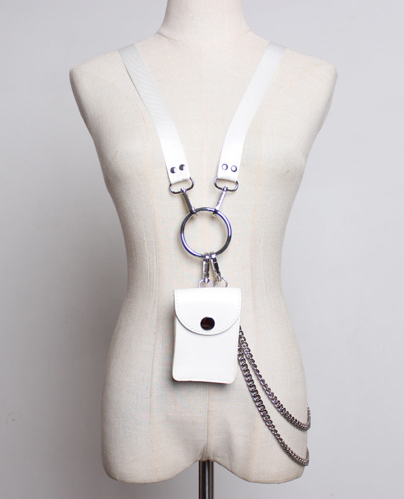 Mini aftagelig metal kæde crossbody halter dobbeltanvendelig taske