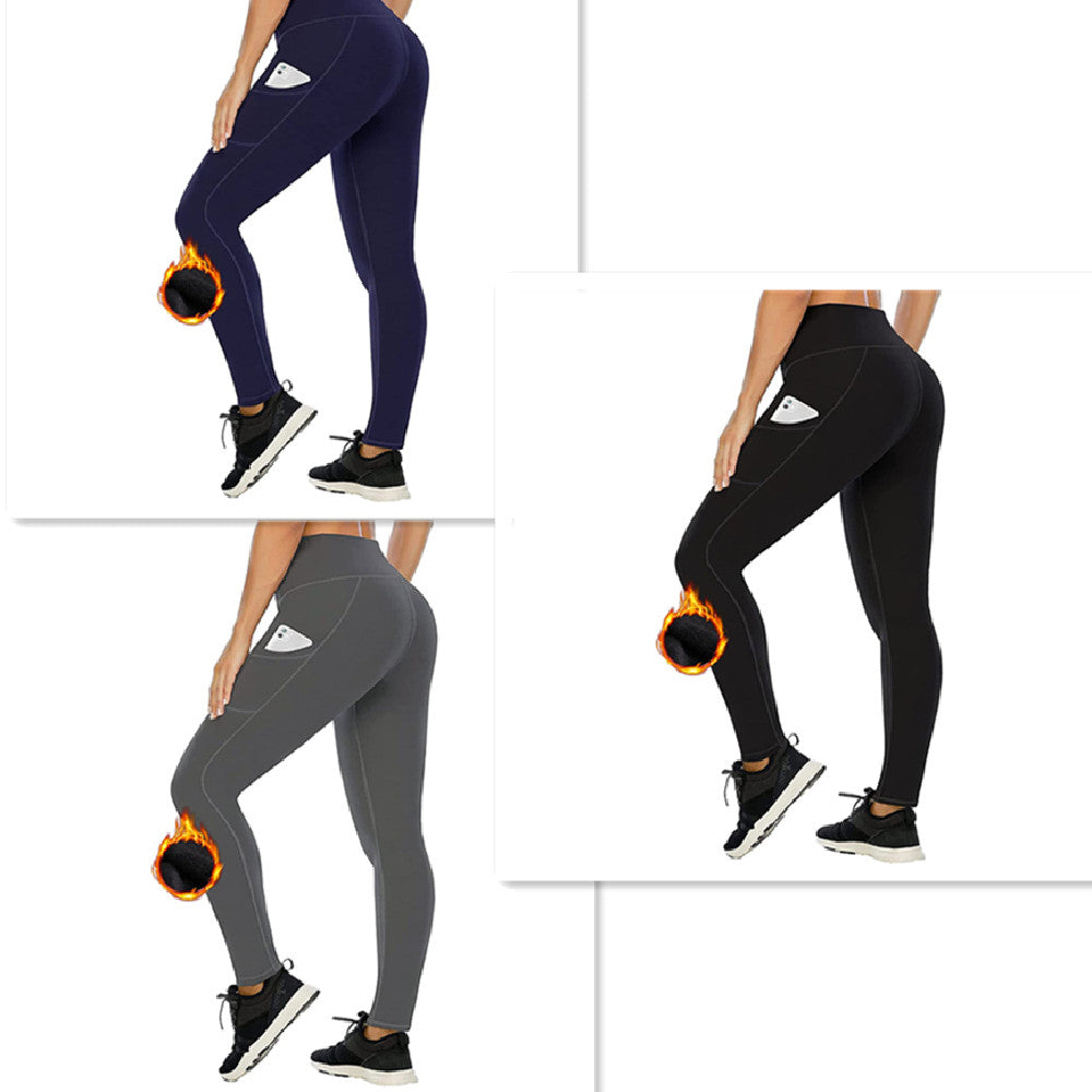 Korte Højtaljede Fløjls-Leggings med Pude, Tykke Sports-Leggings med Hofteløft til Kvinder
