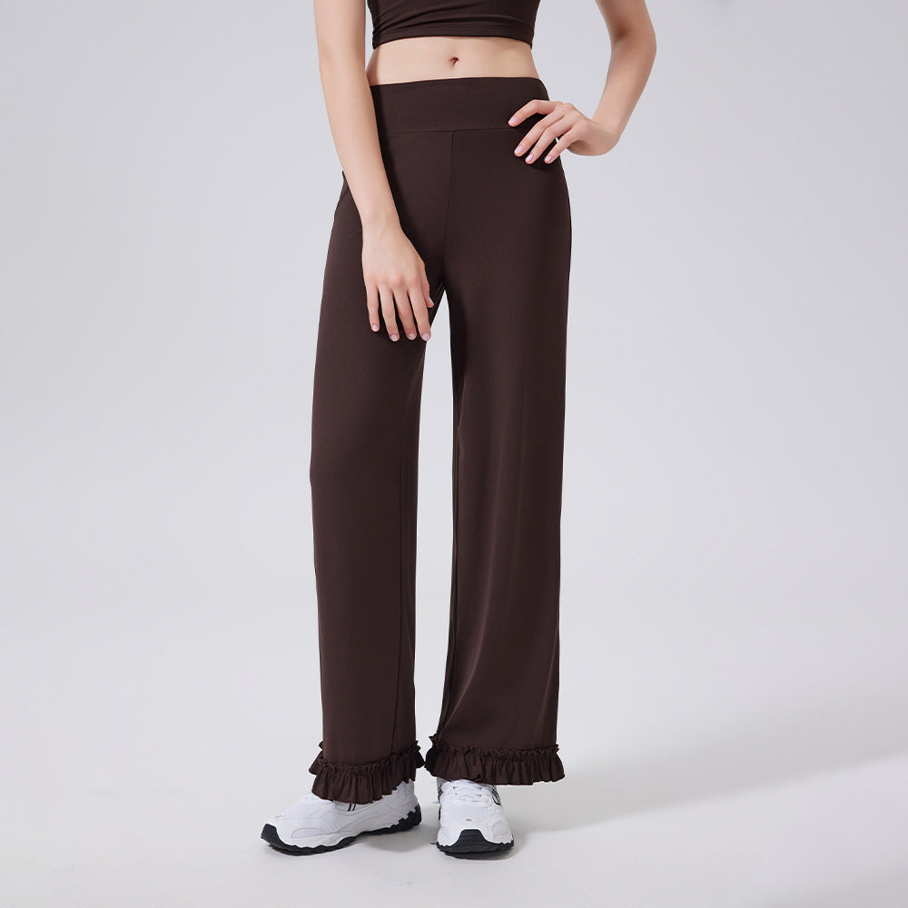 High Waist Belly Contracting Lace Loose Casual Straight Trousers