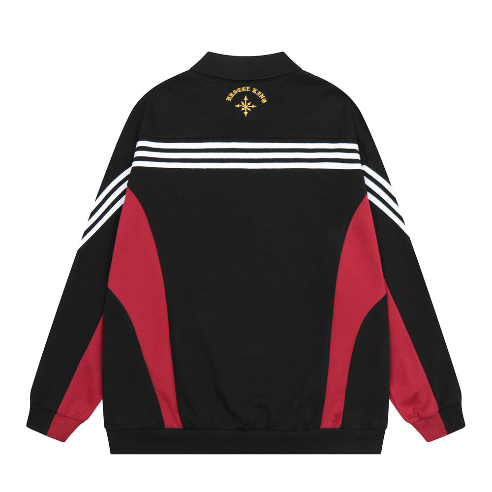 Men's Color Contrast Patchwork Letter Clothes