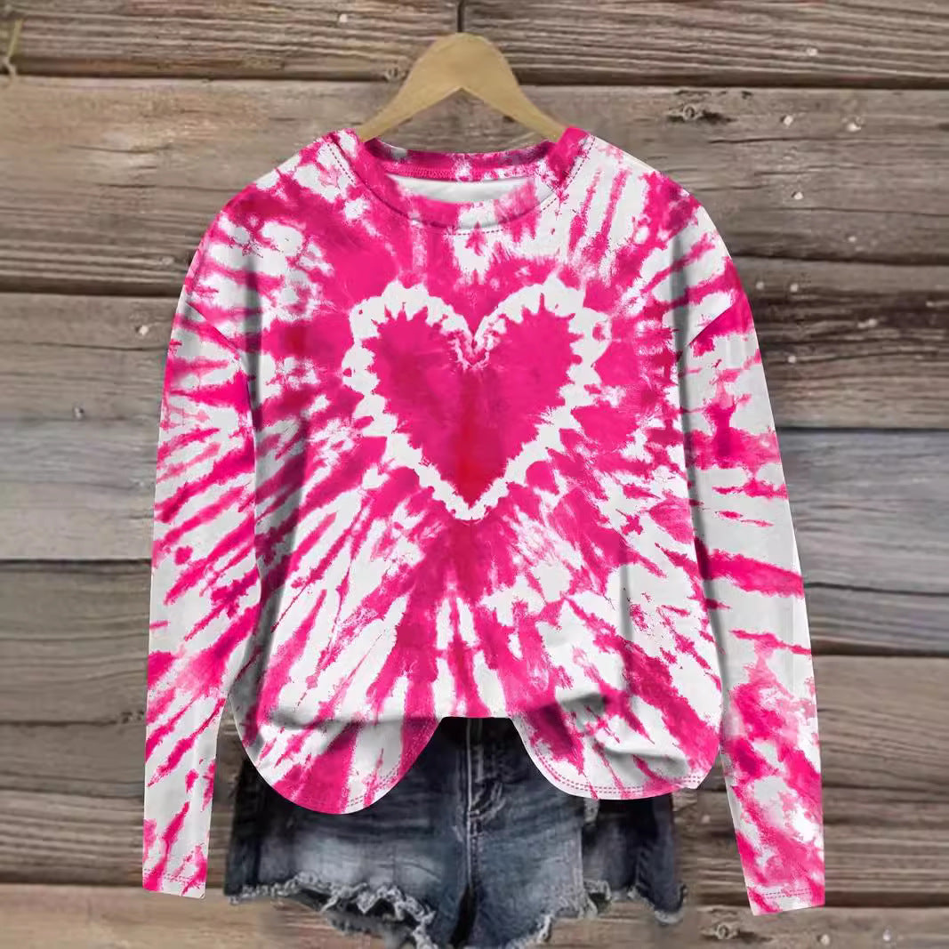 Women's Top Leisure Printed Round Neck Long Sleeve T-shirt