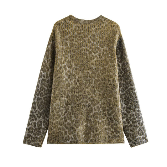 Women's Animal Pattern Knitted Metal Bronzing Sweater Coat