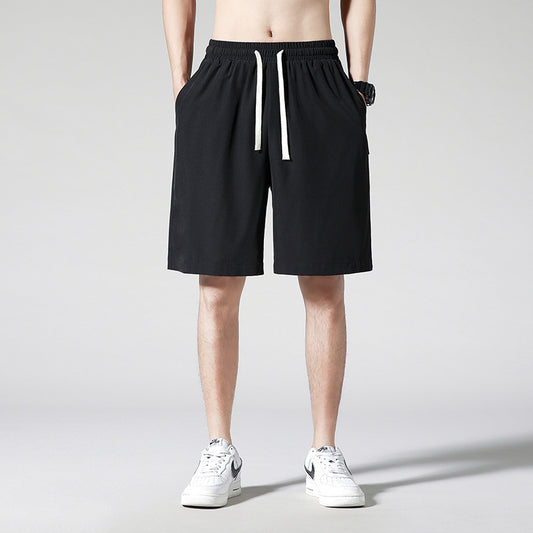 Light-weight Thin Simple Loose Cropped Pants Quick-drying Ice Silk Men