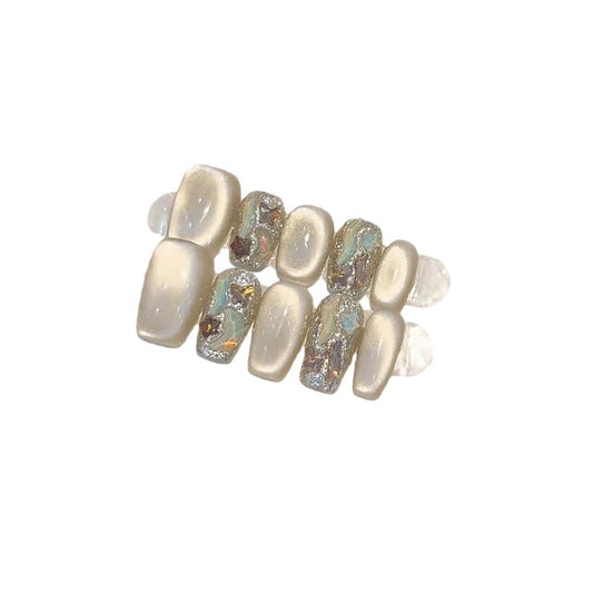 Mint Cat Eye UV Nail Beauty Patch Handmade Wear Nail