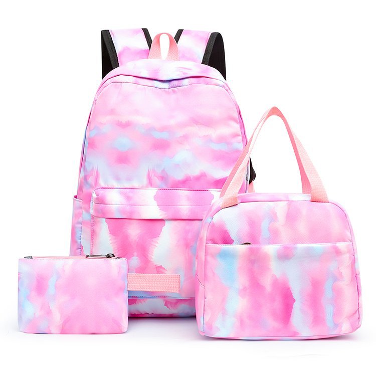 Three-piece Girl Starry Sky Graffiti Printing Primary School Student Schoolbag Lightweight Waterproof Backpack