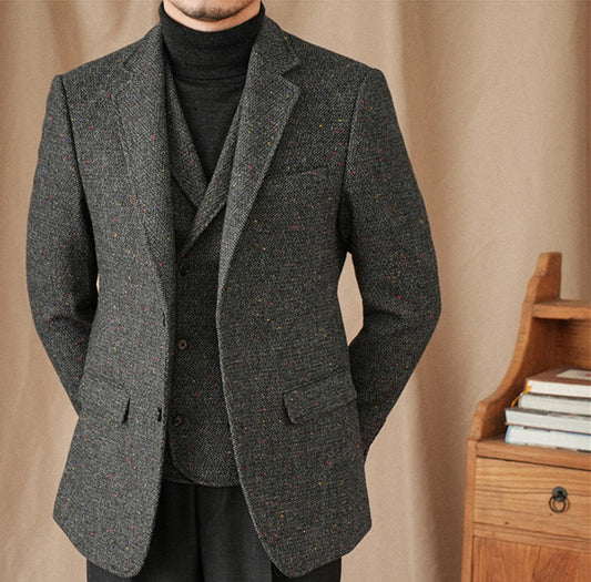 Vintage Double Breasted Wool Colored Dot Vest