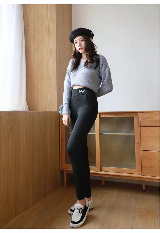 Winter Cashmere Thickened Outwear Lamb Fleece Leggings Female