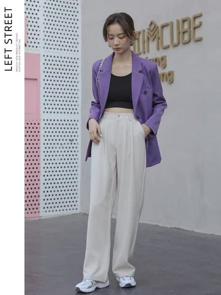 New Loose Straight Wide-leg High Waist Drooping Casual Mopping Texture Pants