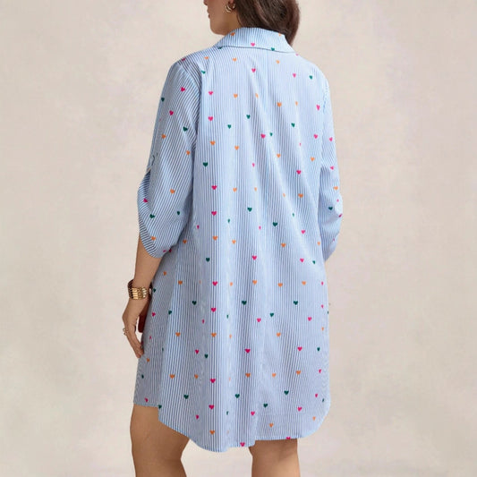 Commuter Style Blue Striped Long Sleeve Shirt