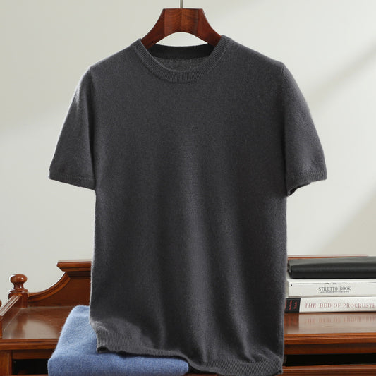 Men's Round Neck Simple Fashion Business Versatile Short Sleeve Sweater