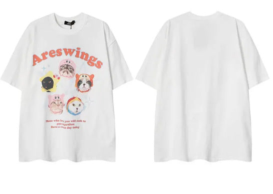 New Niche Cartoon Animal Big Cute Loose Top