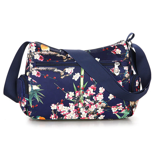 Fashionable Printed Womens Bag Trendy Landscape And Floral Fabric Pattern