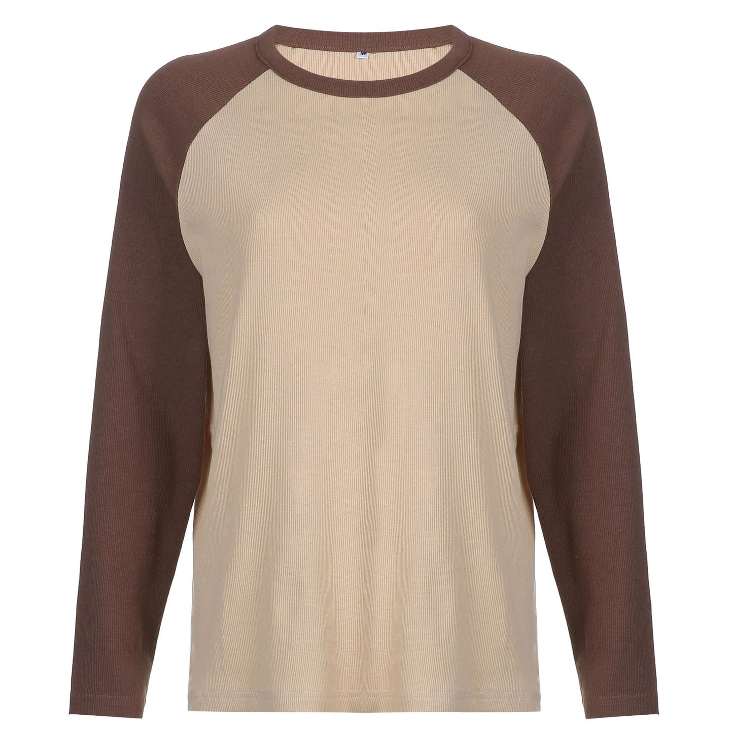 Round Neck Long-sleeved T-shirt Loose Casual Pullover Tops For Women