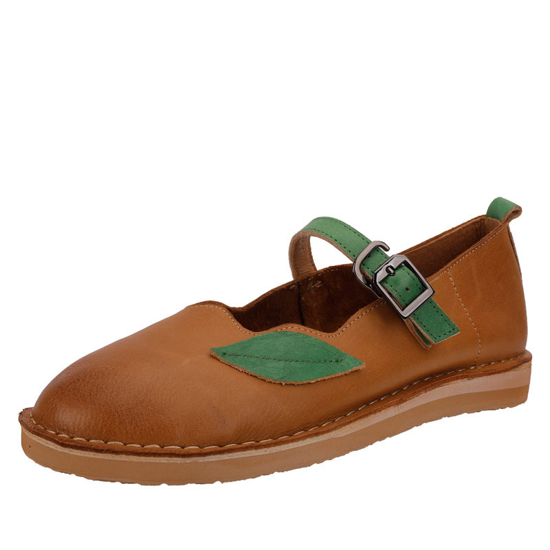 Spring And Summer New Round Head Shallow Mouth Retro Women's Shoes