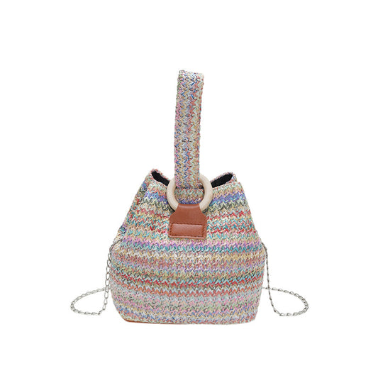 Spring Shoulder Fashion Simple Chain Bucket Bag