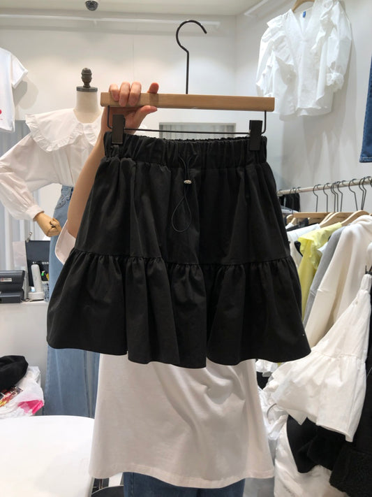 New High Waisted Elastic Drawstring Ruffled Skirt For Women