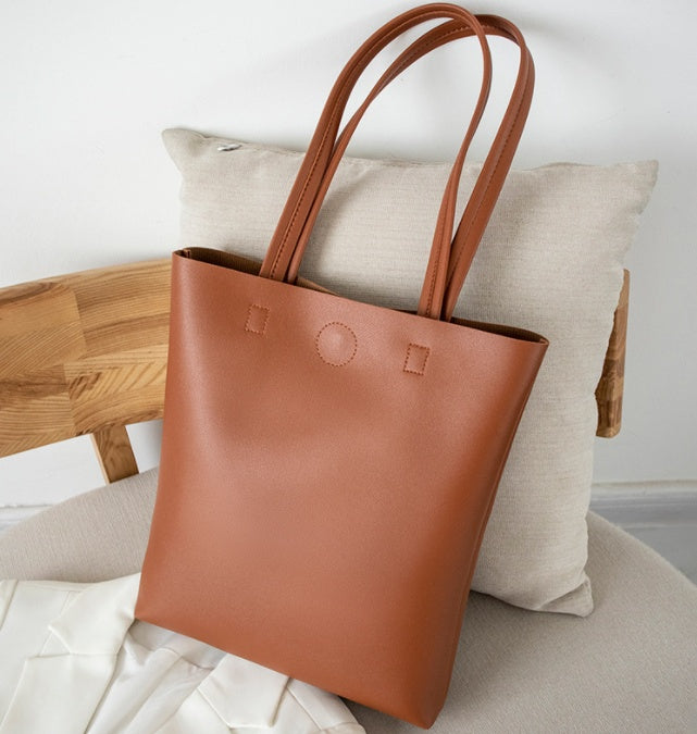 Korean Style Soft Leather Tote Bag Student All-match Simple