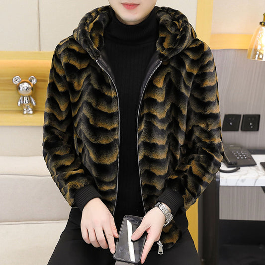 Men's Hooded Fur Coat With Mink Fur