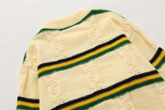 Sweaterstriped Sweater Men's Trendy Loose All Match Base