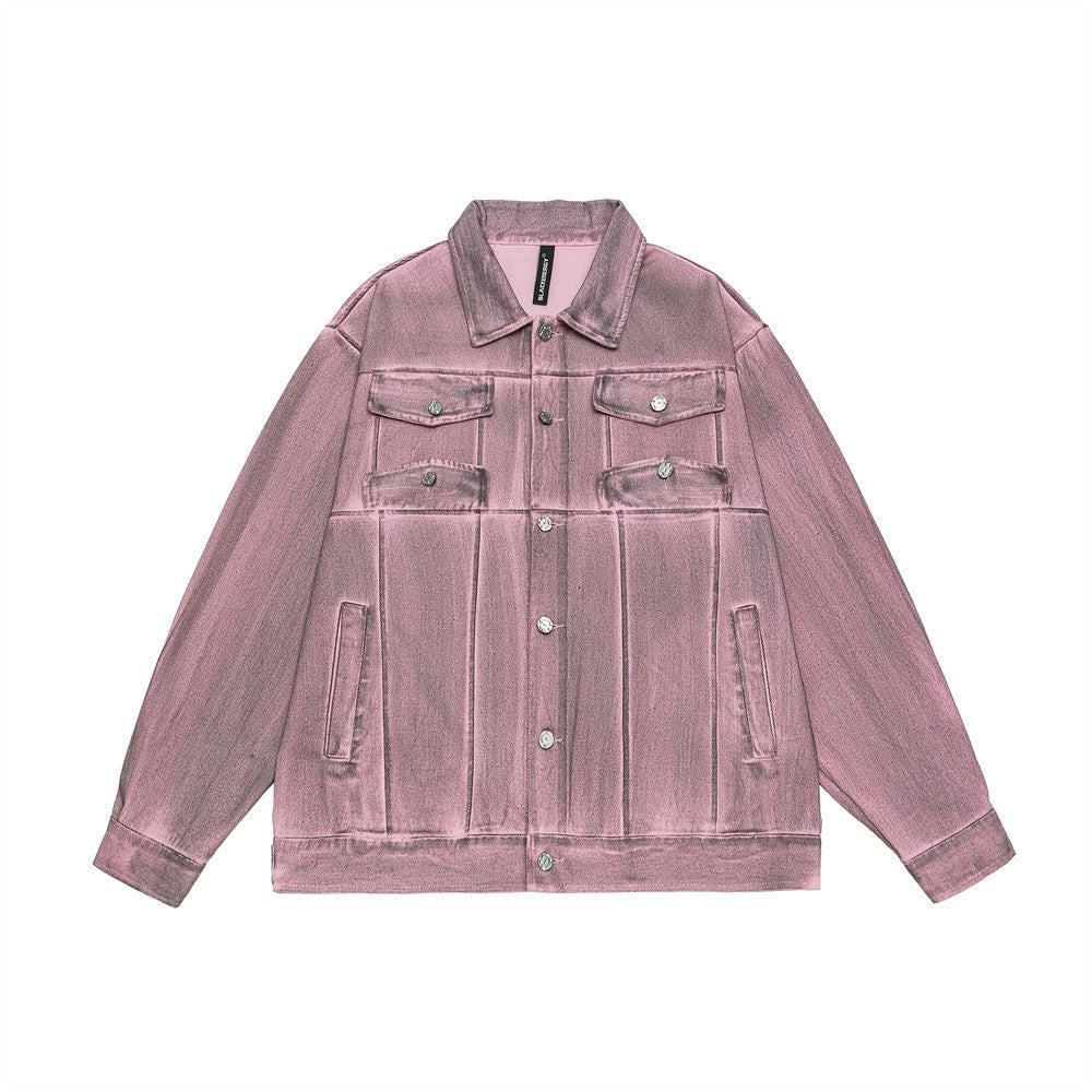 Trendy Niche Tie-dye Gradient Denim Jacket Coat Men