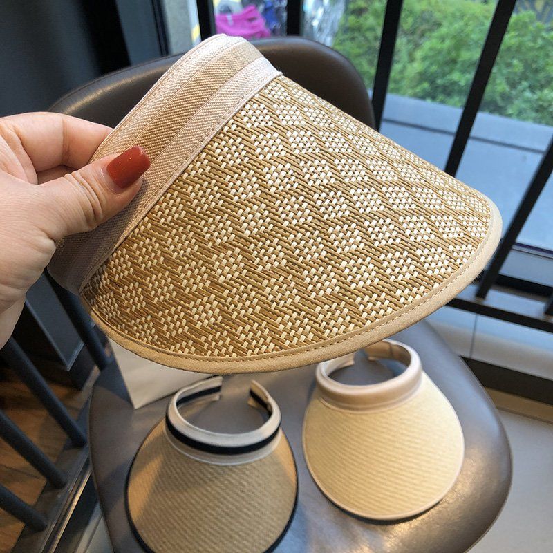High Quality Shade Straw Plaid Sun Hat