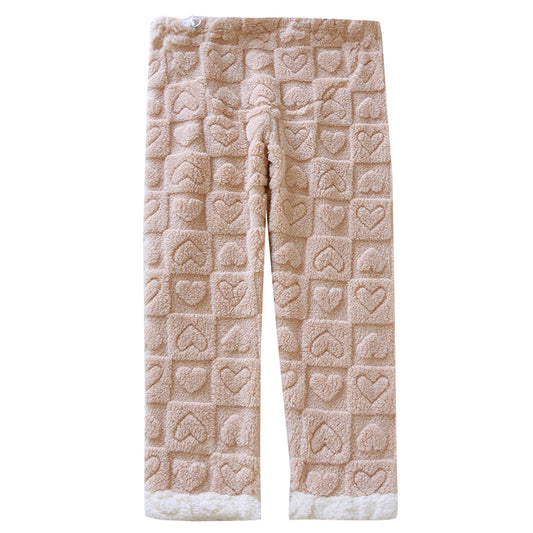 Plus Size Solid Color Coral Fleece Maternity Pants Loose