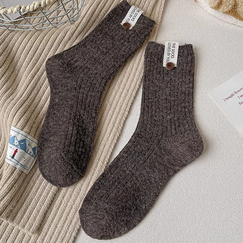 Womens Chunky-knit Socks With Buttons