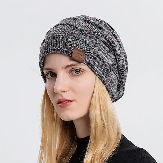 Fleece Mixed Color Versatile Knitted Hat For Warmth