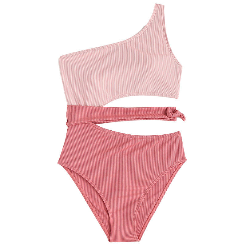 Girls' One-shoulder Vest Slim Fit One-piece Swimsuit