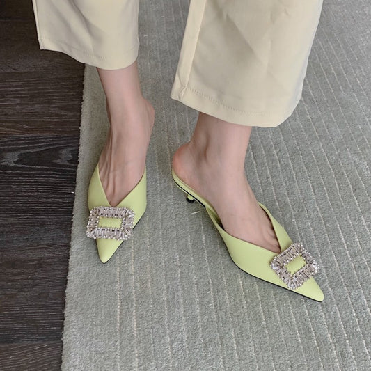 Rhinestone Firkantet Spænde Sandaler Ny Mode Kvinder
