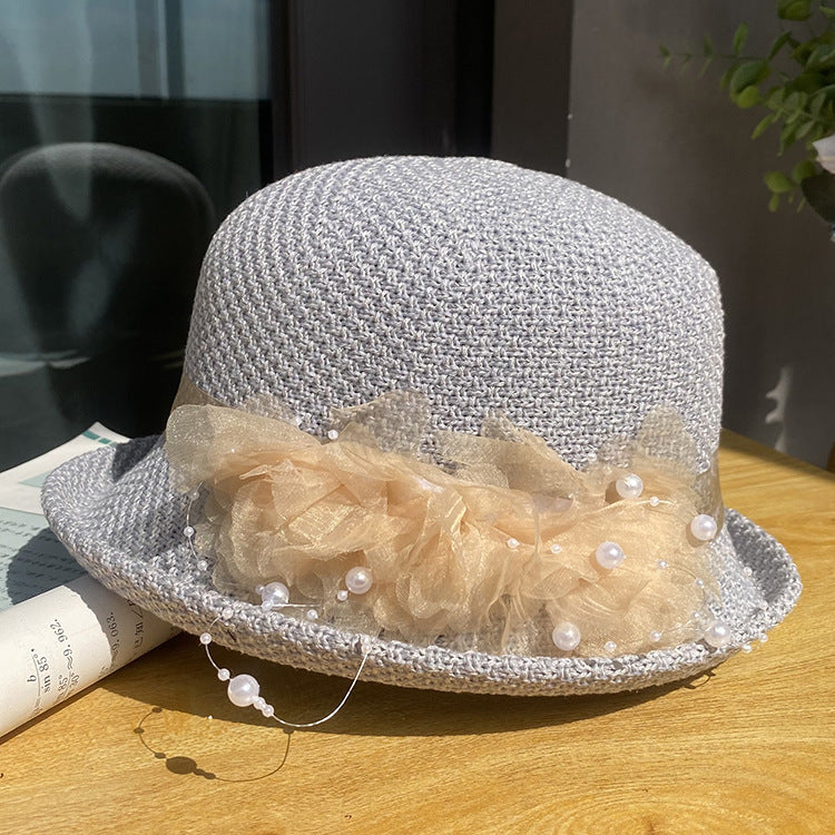 Curling Top All-match Flower Knit Breathable Bucket Hat