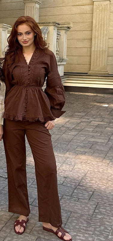 Women's Long-Sleeve Shirt Fashionable Casual Set