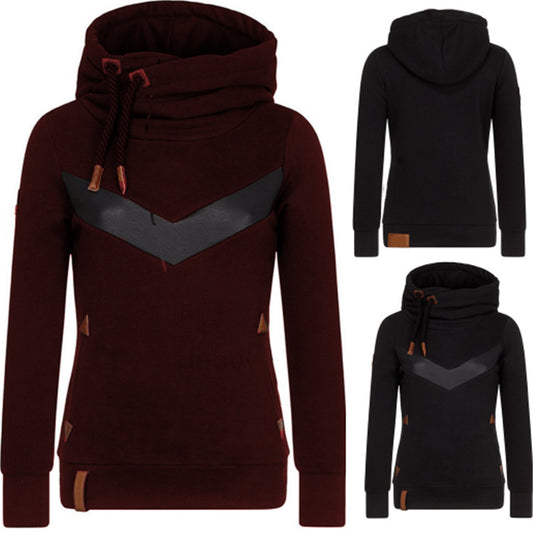 Women's New Long-sleeved Hooded Stitching Sweater