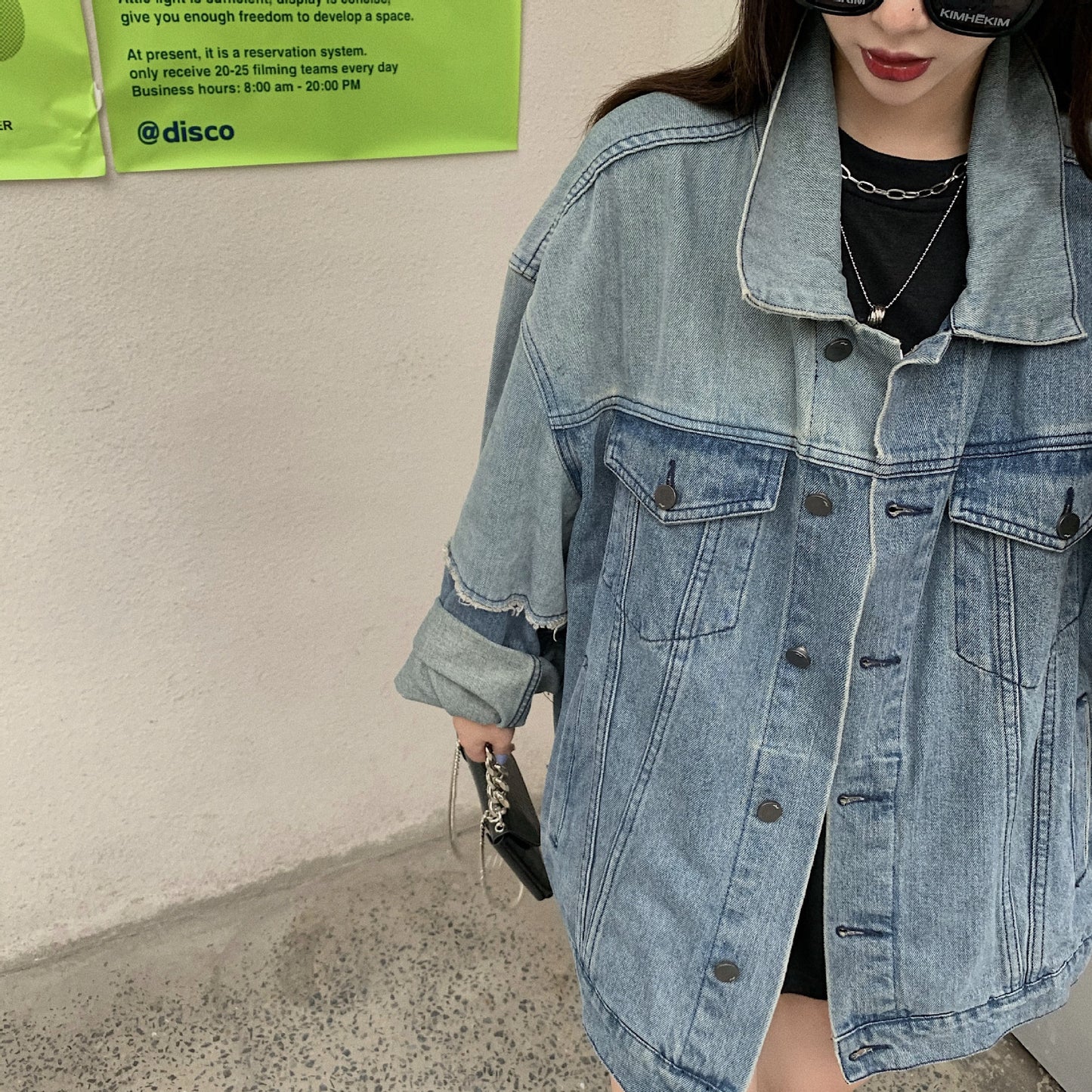 Women's Color Matching Long-sleeved Denim Jacket