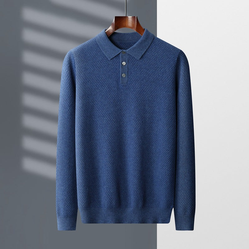 Polo Collar Men's Cashmere Shirt Collar Knitting