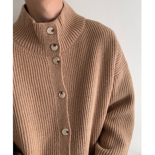 Pure Color Simple Knit Cardigan Coat For Youth