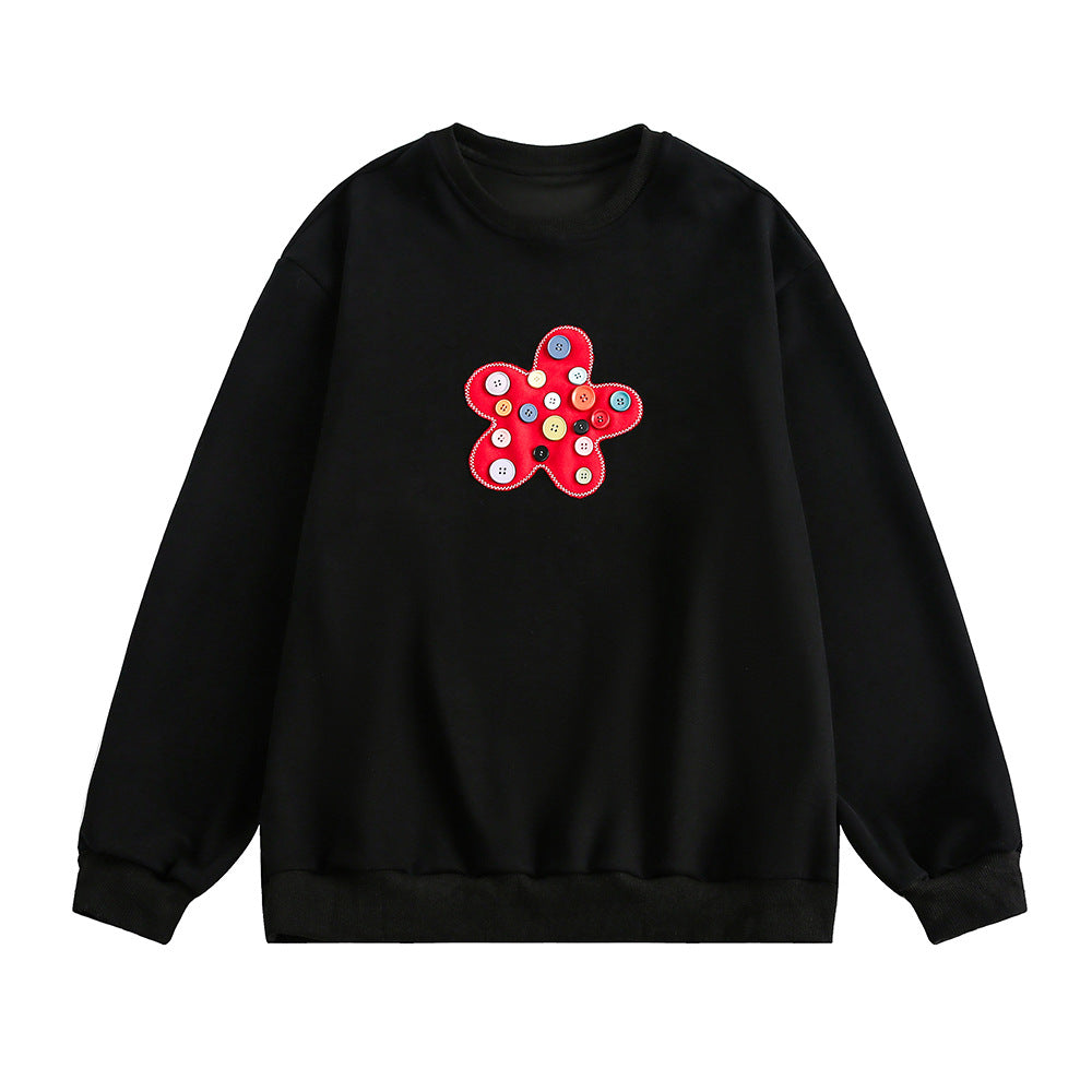 Flower Patch Loose Round Neck Sweater