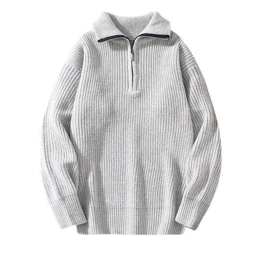 Fashion Halv Cardigan Løs Sweater Med Lodrette Forsænkede Striber